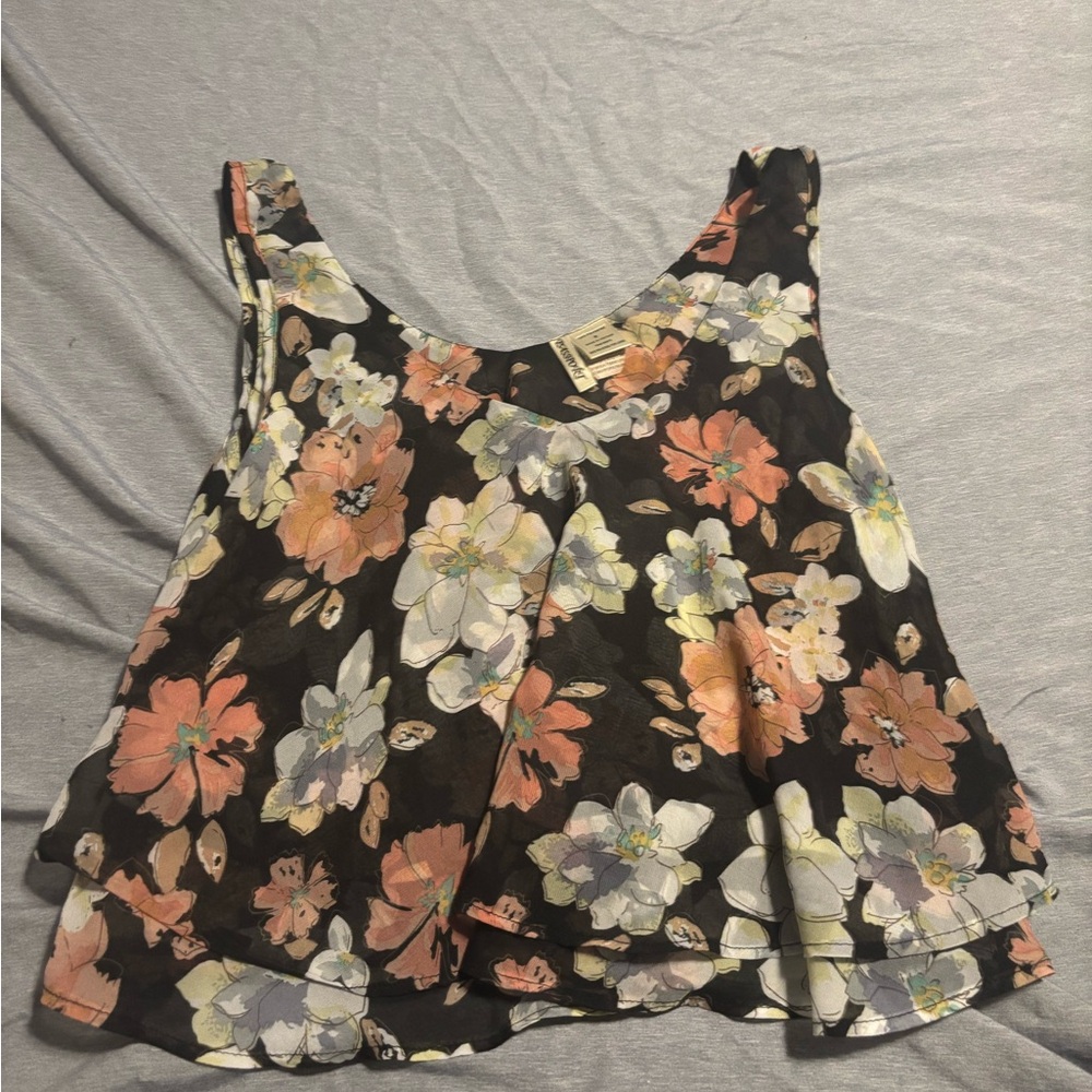 Mossimo Supply Co. Black and Pink Floral Blouse